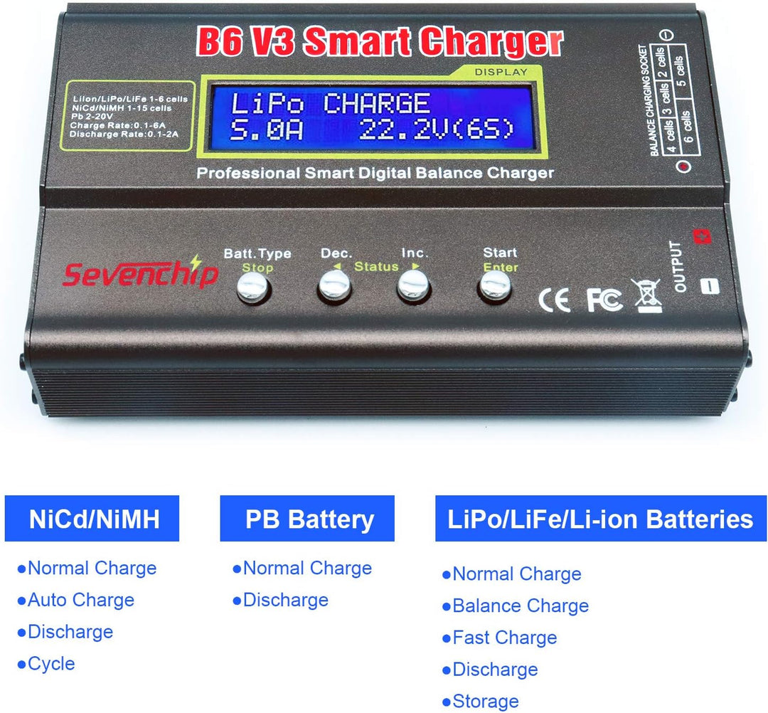 80W Lipo Ladegerät, IMAX B6 V3 lipo ladegerät Balancer für LiPo Li-Ionen-Lebensdauer NiCd NiMH LiHV