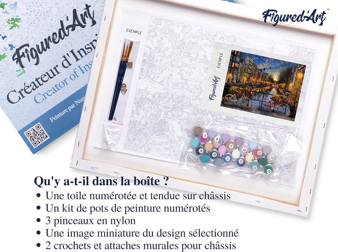 Figured'Art Malen Nach Zahlen Erwachsene Mit Rahmen Kanal Amsterdam - Paint by Numbers Basteln DIY B