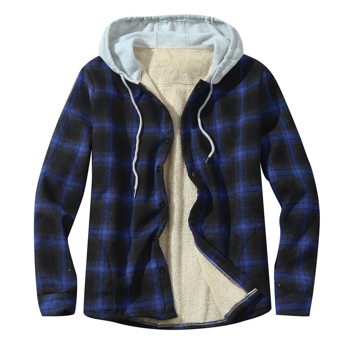 Holzfäller Thermohemd Herren Gefüttert Mit Kapuze Karierte Teddy-Fleece Flanellhemd Langarm Zipper K