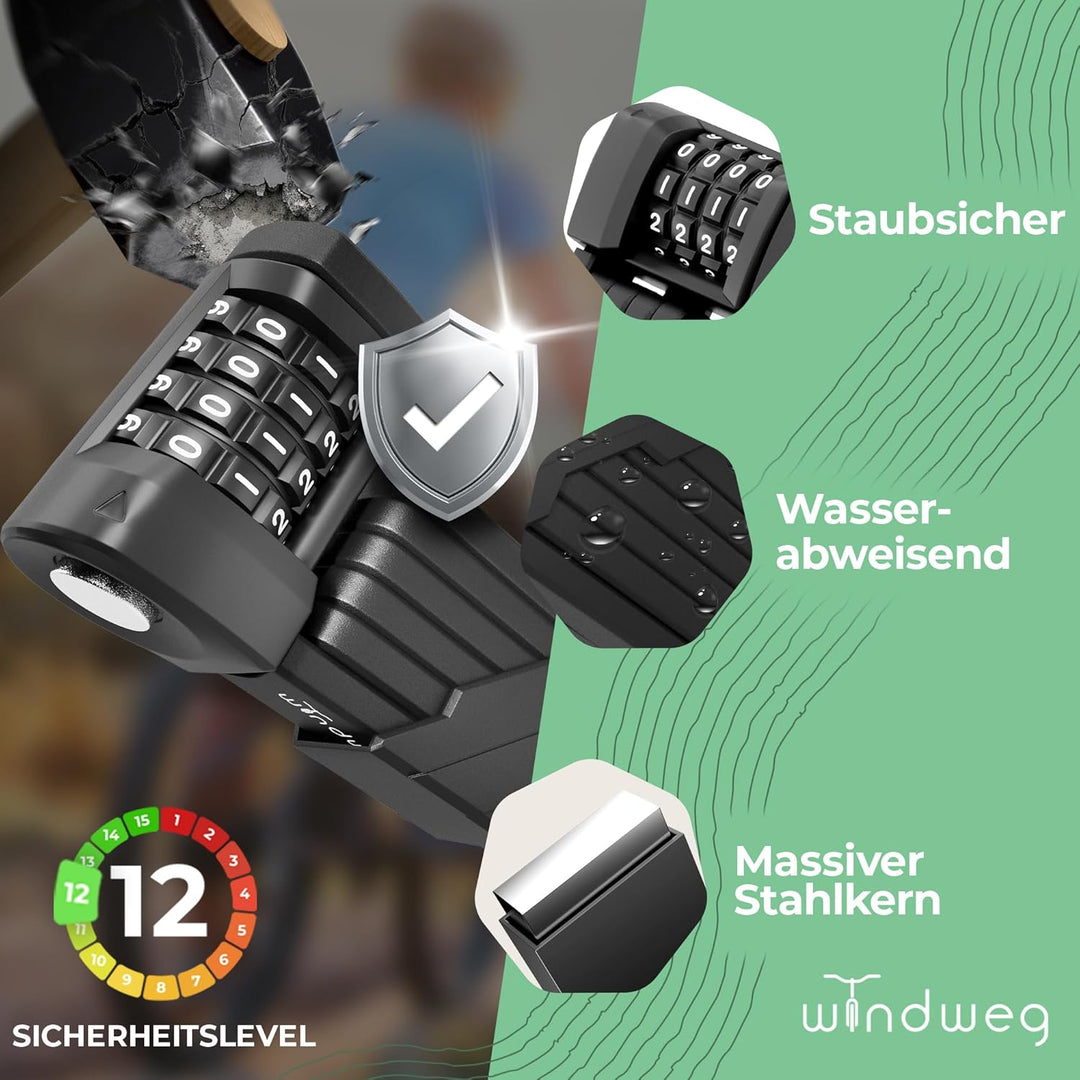 Faltschloss Fahrrad Diebstahlsicher [90cm] - Fahrradschloss hohe Sicherheit mit Halterung - Fahrrads