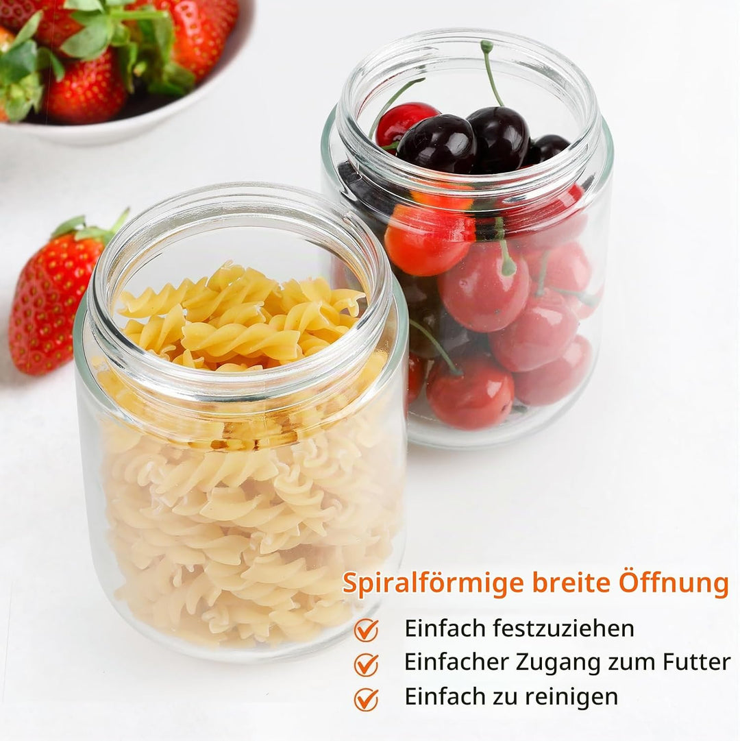 VINATO Meal Prep Gläser 6er Set mit Deckel | 3x480ml + 3x350ml Overnight Oats Behälter, Stapelbare J