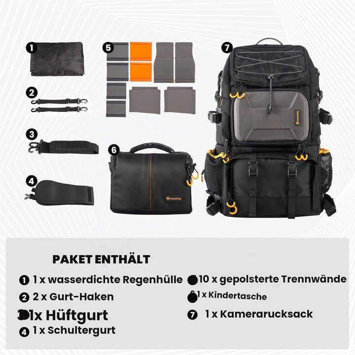 TARION Kamerarucksack Fotorucksack Gross 2-in-1 mit Extra Kameratasche für Spiegelreflex D-SLR(25 Li