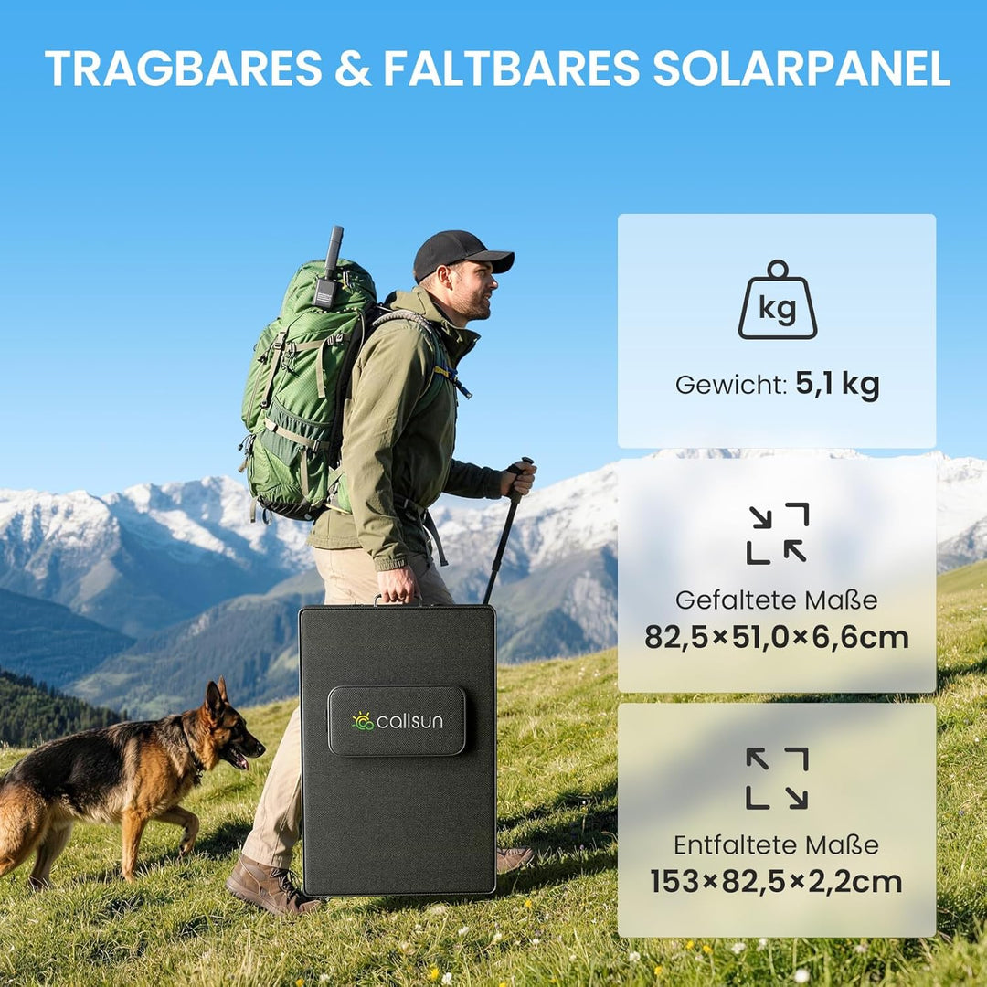 N-Type 16BB 200W Tragbares Bifazial Solarpanel,Callsun Faltbare Monokristallines Solarpanel für Trag