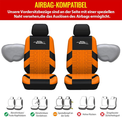 AUTOYOUTH Autositzbezüge Universal Fit Komplettset Autositzschoner Reifenschienen Autositzzubehör 4