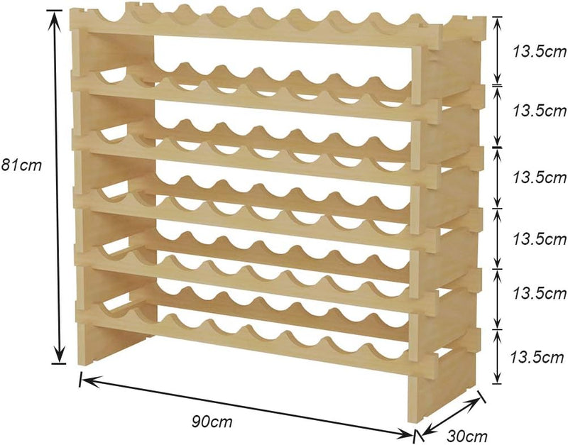sogesfurniture Weinregal Flaschenregal mit 6 Ebenen für 48 Flaschen Wein Holzregal Weinhalter Weinst