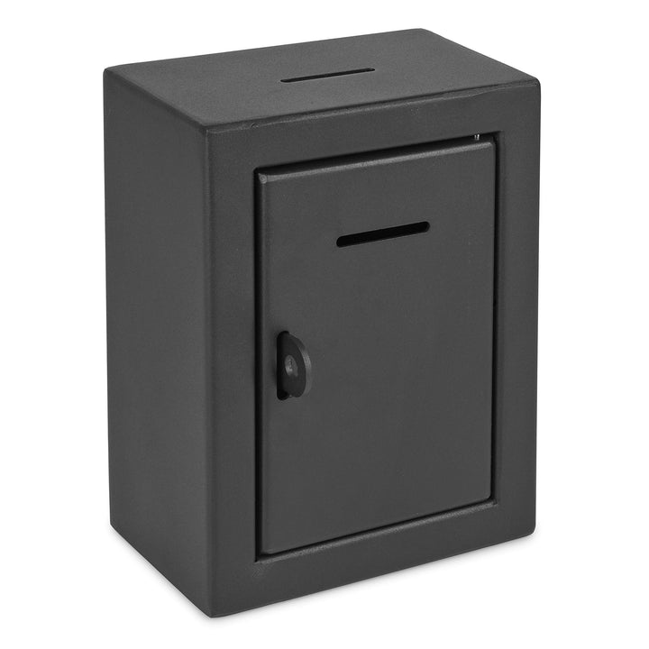 Klassische schwarze Metallbox - Spendenbox - Kommentarbox - Sichere Sammelbox - Wahlurne - Ticketbox