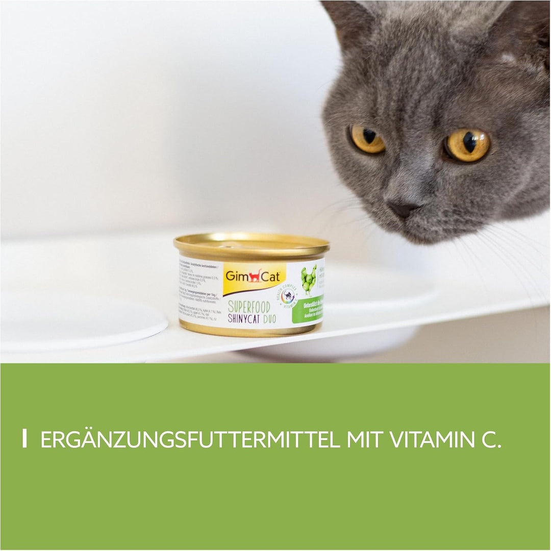 GimCat Superfood ShinyCat Duo Hühnchen mit Apfel - Katzenfutter mit saftigem Filet ohne Zuckerzusatz