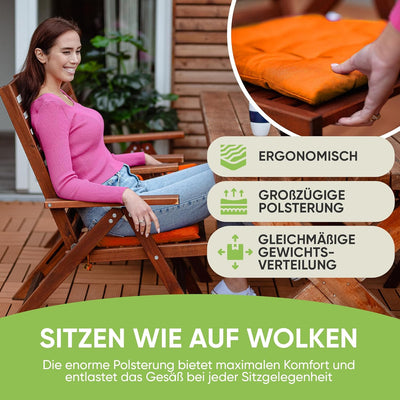 Gräfenstayn® 8er-Set Sitzkissen 40x40x3cm mit Haltebändern für Indoor und Outdoor mit Öko-Tex Siegel