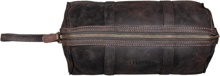 STILORD 'Charles' Kulturtasche Leder Gross Vintage Design für Herren und Damen Kulturbeutel Waschtas
