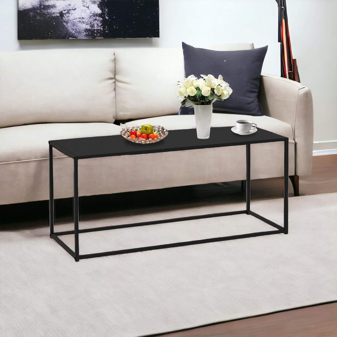 DanDiBo Couchtisch Schwarz Metall Eckig 110x50x40 cm Beistelltisch Wohnzimmer 96470 Tisch Sofatisch