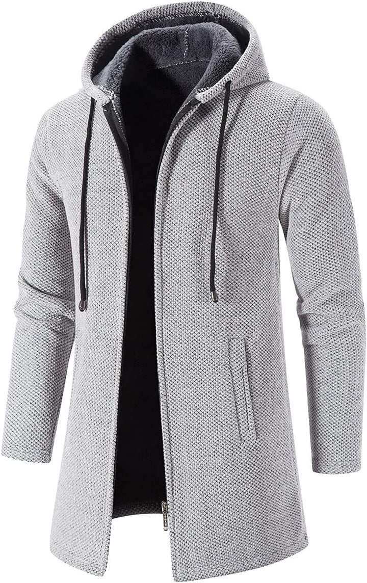 Outdoor Jacken FüR Damen Lang Strickjacke für Herren Moderne Mode Herbst lang lässig solide mit Kapu