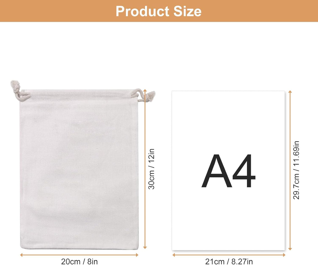 SumDirect 20 Stück Baumwolltasche Stoffbeutel mit Kordelzug, Baumwolle Säckchen Baumwollbeutel 20X30