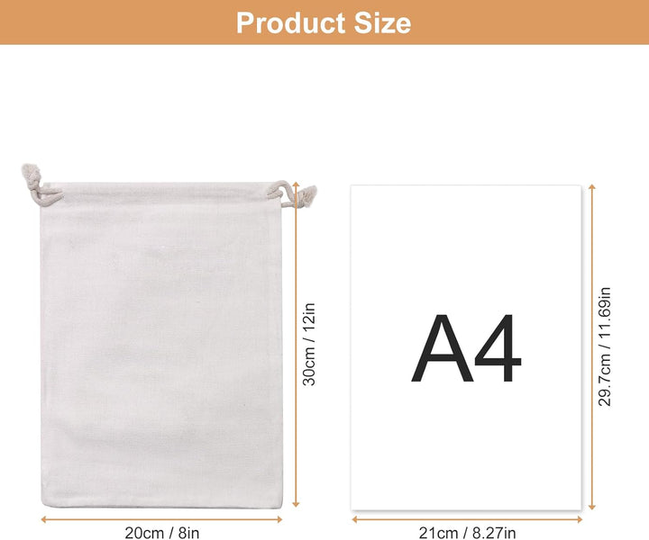 SumDirect 20 Stück Baumwolltasche Stoffbeutel mit Kordelzug, Baumwolle Säckchen Baumwollbeutel 20X30