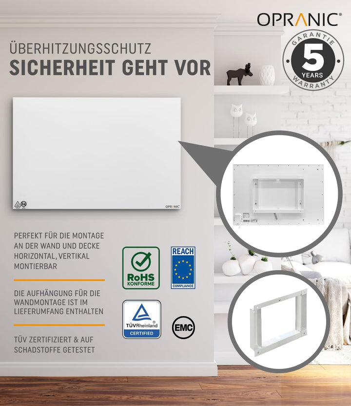OPRANIC Premium Infrarotheizung | 5 Jahre Garantie | Deckenmontage, Infrarotheizung Decke, Infrarot