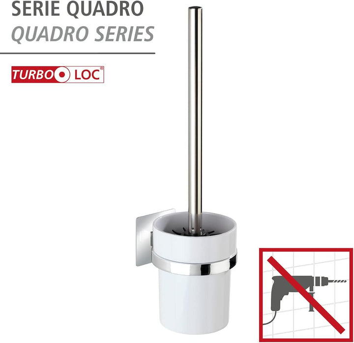 WENKO Turbo-Loc® WC-Garnitur Quadro - WC-Bürstenhalter, Befestigen ohne bohren, Kunststoff (ABS), 9.