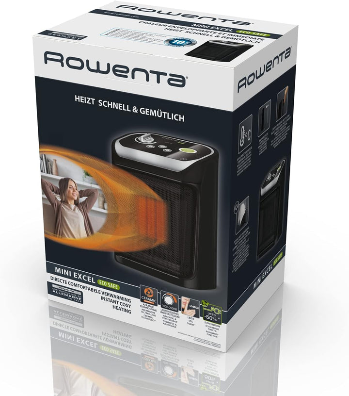 Rowenta Mini Excel SO9266F0 Heizlüfter aus Keramik, leistungsstark, kompakt,, bis 25m² | Keramik