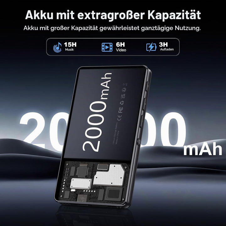 32GB MP3 Player mit Bluetooth und WiFi, Kamera, Oilsky 4,02" HD Android 13 Musikplayer mit Spotify,