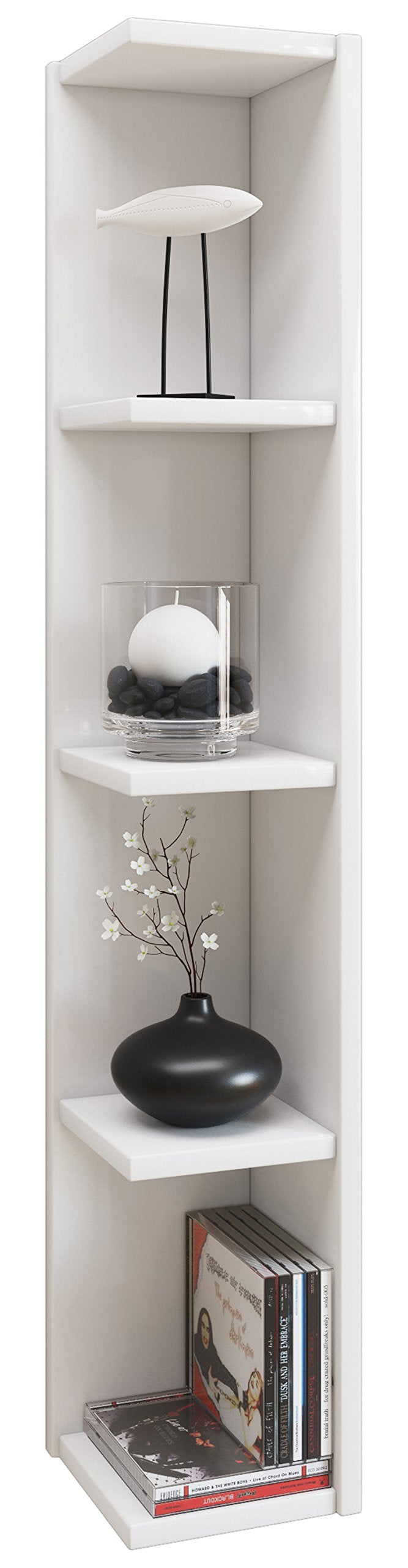 VCM Holz Eckregal Stand Aufbewahrung Standregal Bücherregal Deko Regal Honsa Weiss, Weiss