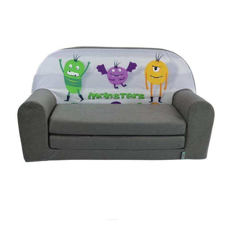 FORTISLINE Kindersofa Mini zum Aufklappen Viele Muster W386 (Monster), Monster
