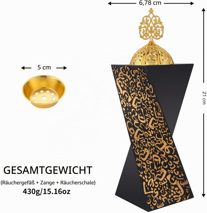 TERSCHELLING Räuchergefäss aus Kunstharz, Räuchergefäss, Bakhoor-Brenner, Holzkohle-Räuchergefäss, R