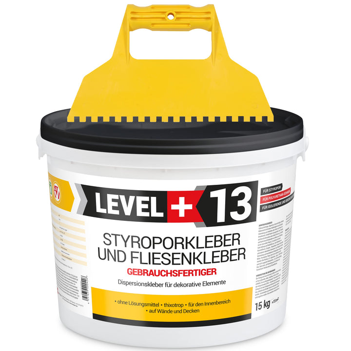 Styroporkleber 15kg + Kunstoffzahnspachtel, Korkkleber Renoviervlies Dispersionkleber Flisenkleber M