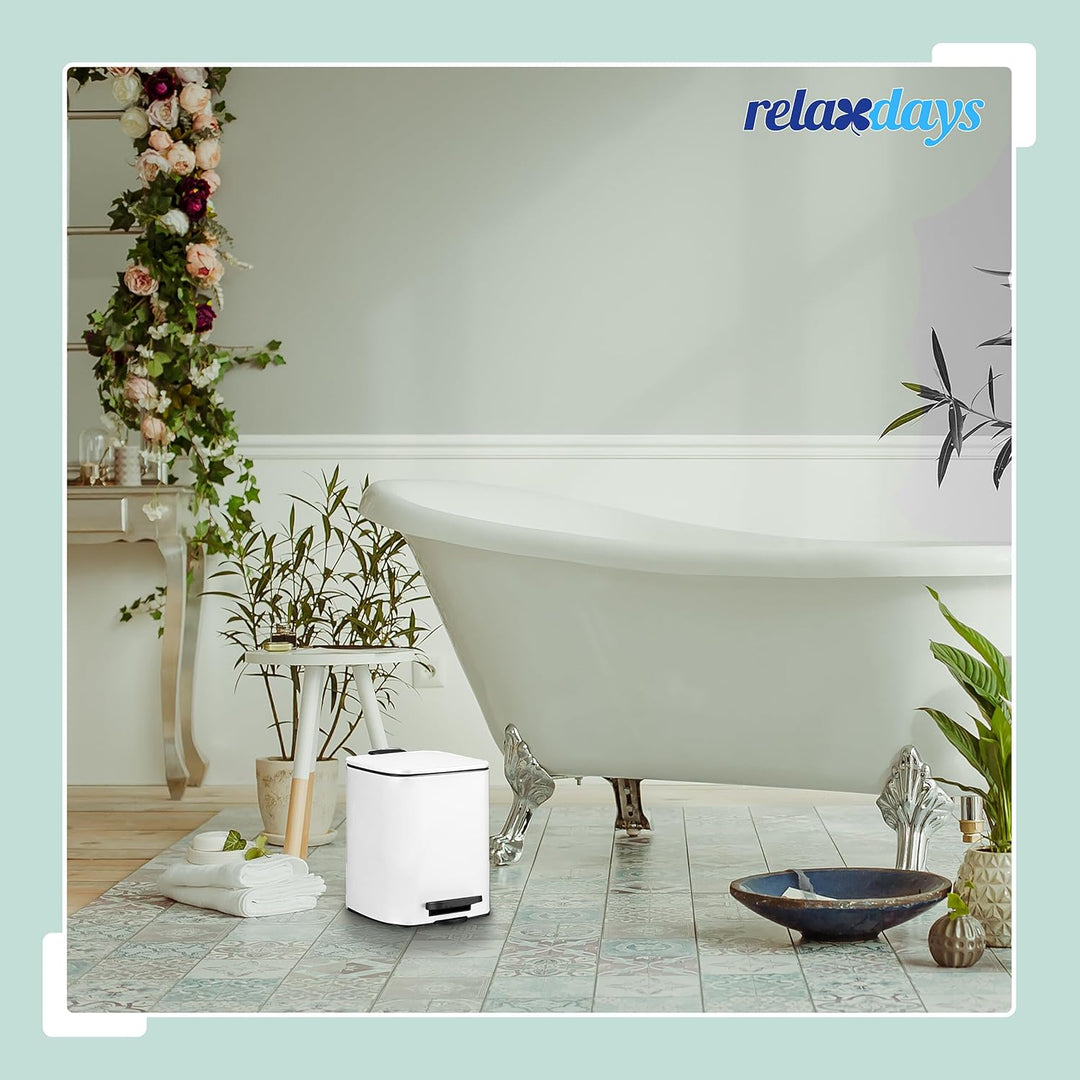Relaxdays Kosmetikeimer, 6 Liter, Absenkautomatik, entnehmbarer Inneneimer, Metall, Bad Mülleimer mi