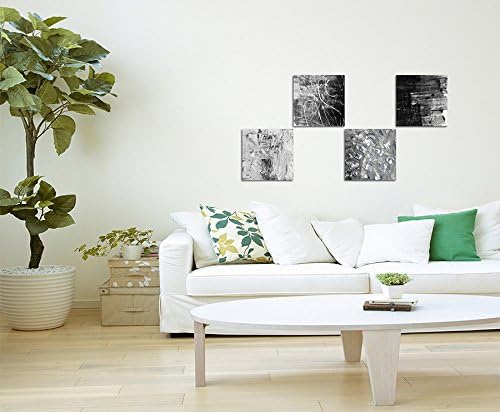 Paul Sinus Art Exklusive Bilder auf Leinwand bespannt (4 Stück 50x50cm) - Abstrakt Stein Grautöne Ma