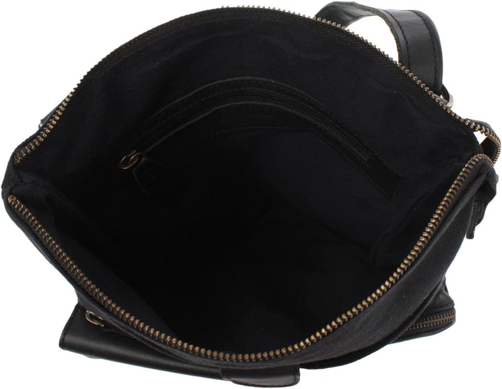 LECONI Umhängetasche Canvas &amp; Leder kleine Schultertasche Handtasche Damen + Herren Vintage Retro St
