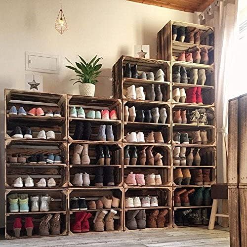 Geflammte Apfelkiste mit Mittelbrett für Schuhregale (2er Set)