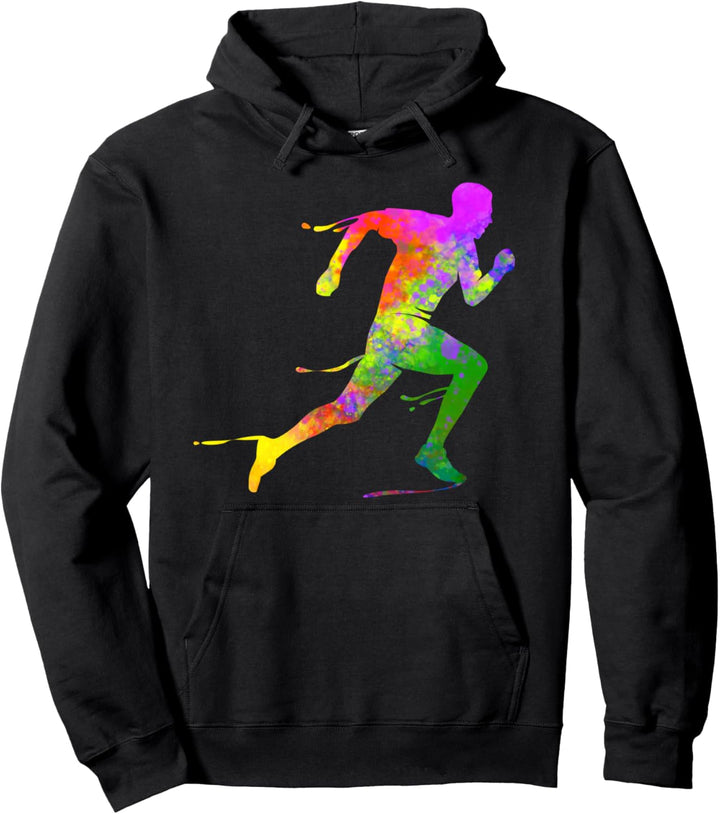 Marathoner, Motiv: Laufende Silhouette, bunt Pullover Hoodie