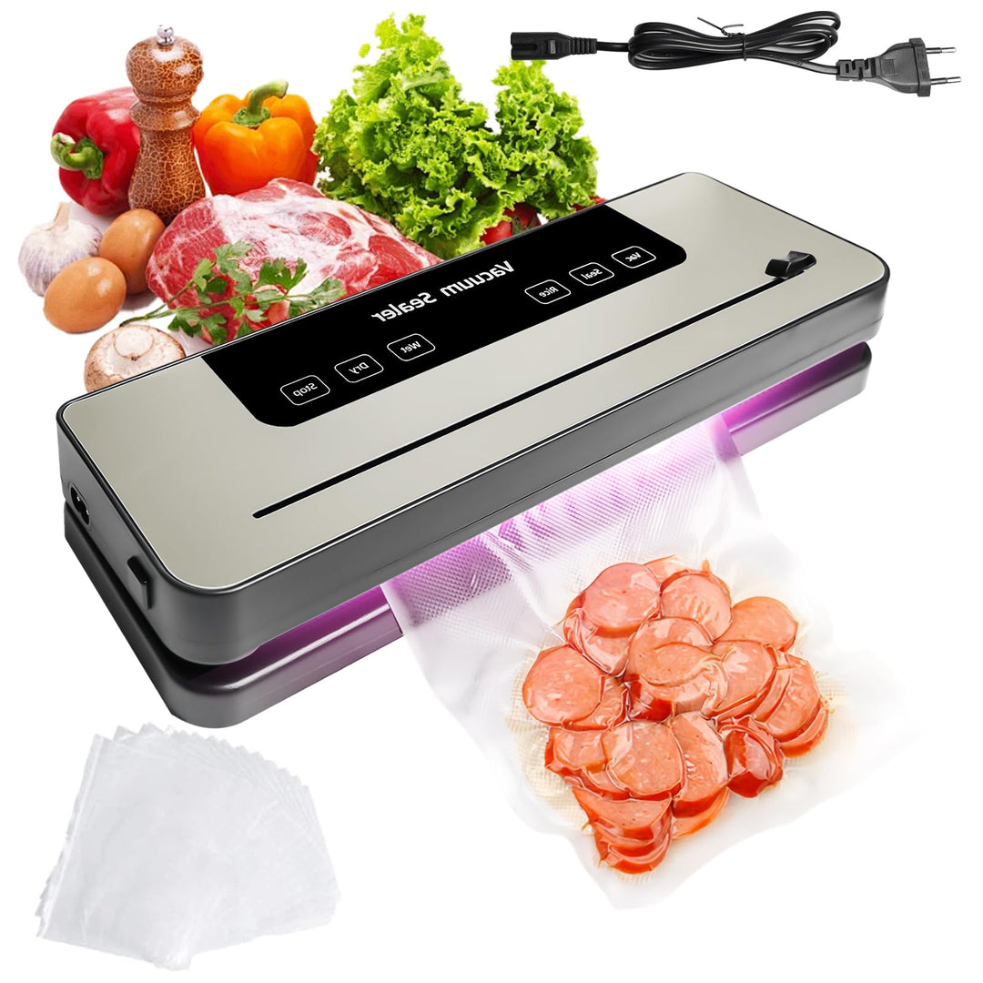 Automatische Vakuumiergerät, 7-in-1 Vakuumierer 120W Vakuumiergerät Profi mit 50 Vakuumier-Beutel, C