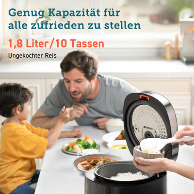 COSORI Reiskocher, Multikocher mit 17 Programme, Rice Cooker 1,8 L, Fuzzy-Logik, Dampfgarer mit Edes