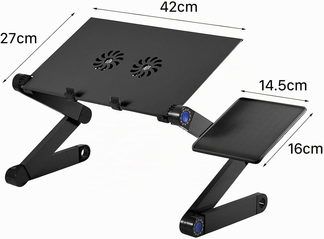 Verstellbarer Laptopständer Faltbarer Laptop-Schreibtisch PC-Computertisch mit 2 Lüftern und Mausabl