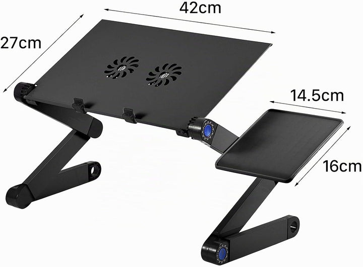 Verstellbarer Laptopständer Faltbarer Laptop-Schreibtisch PC-Computertisch mit 2 Lüftern und Mausabl