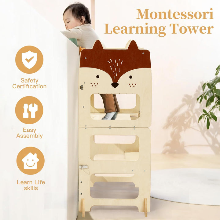 labebe Lernturm ab 1 Jahr（92 * 38.5 * 42cm）， klappbar Montessori Learning Tower，3 in 1 Montessori Le