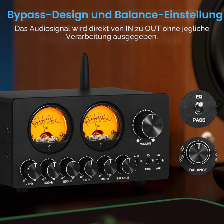 Douk Audio 5-Band-Equalizer Bluetooth EQ Vorverstärker für Heim-Stereo/Computer-Lautsprecher/Verstär