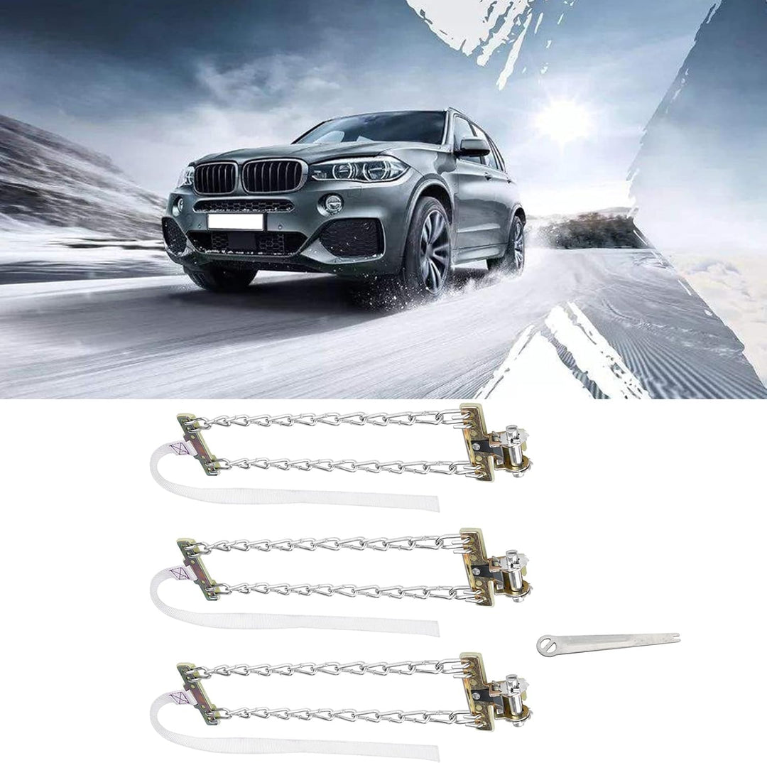 Schneeketten Fydun 3pcs Auto Reifen Schneekette Reifen Rutscht Stahlkette Gummi Reifen Gleitschutzst