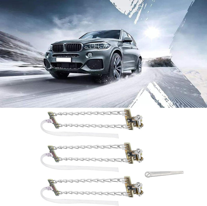 Schneeketten Fydun 3pcs Auto Reifen Schneekette Reifen Rutscht Stahlkette Gummi Reifen Gleitschutzst