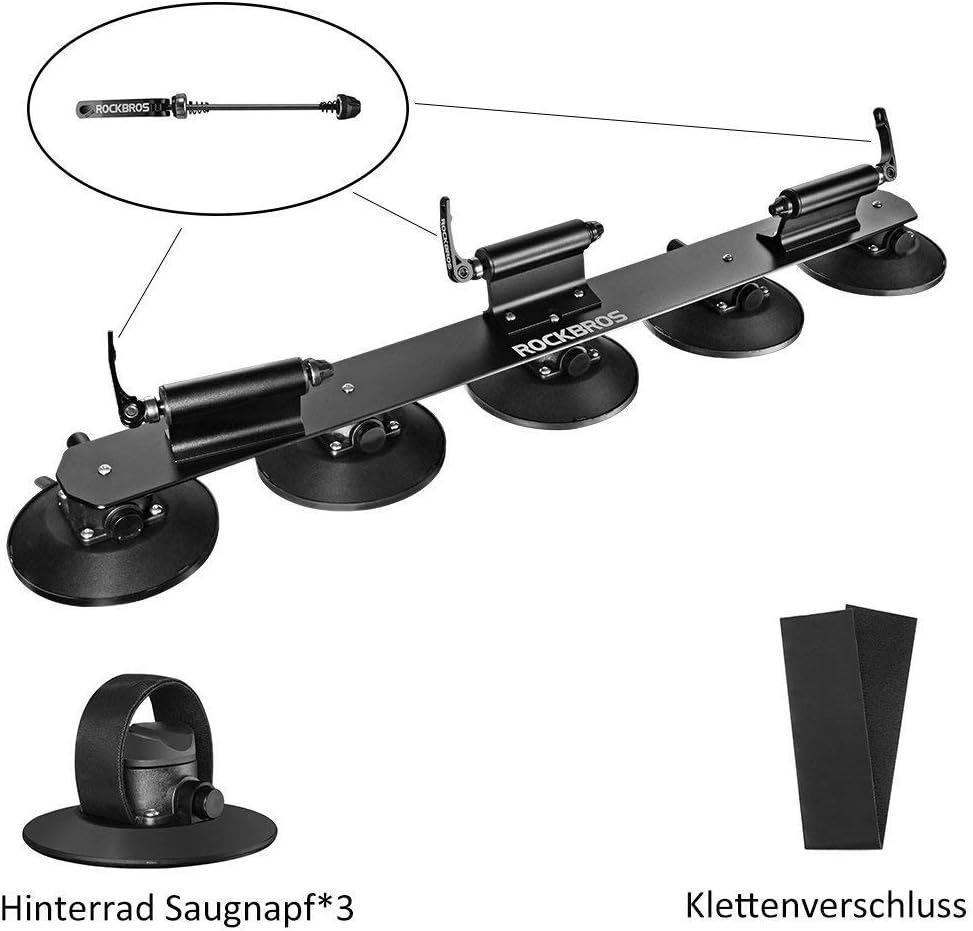 ROCKBROS Fahrradträger mit Saugnäpfe Fahrrad Dachträger Dachgepäckträger Schnellmontage für 3 Fahrrä