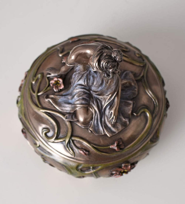 Romantische Schmuckschatulle Deckeldose Jugendstil Dame FrauenskulpturAN10292A4 Palazzo Exklusiv