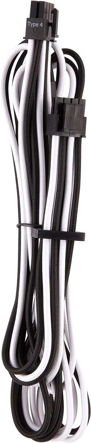 Corsair Premium Sleeved Netzteil Starter-Kabel-Set Typ4 (Generation 4-Serie) Weiss/Schwarz Starter-S