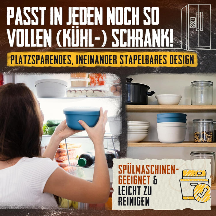LOEWERK Pizzaballenbox mit Deckel [+ Teigspatel], 6er Set - atmungsaktive Teigbox für perfekten Pizz