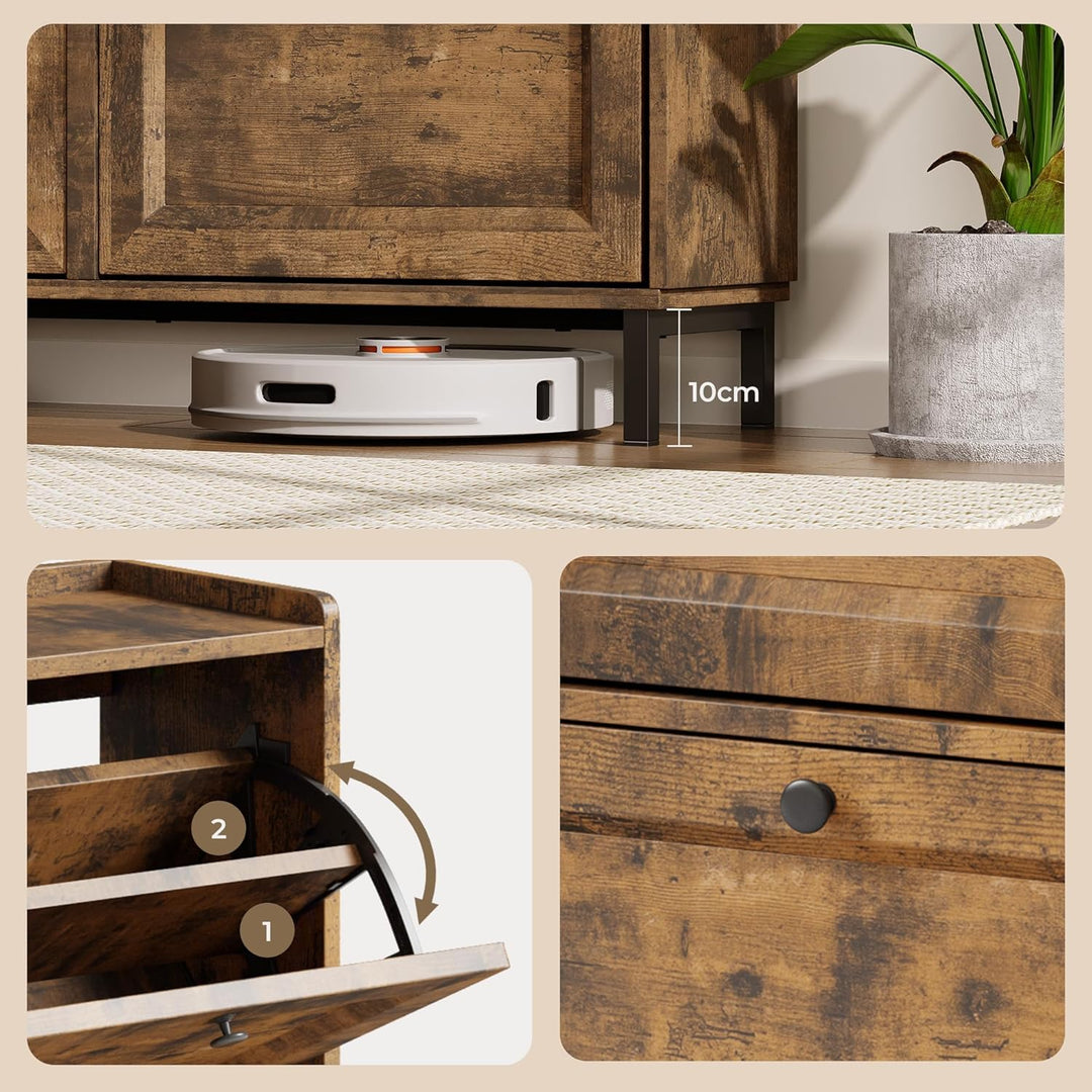 4-Klapp Ultra-Schmaler Holz Schuhschrank, Verstellbare Trennwände Schuhschrank für Enge Flure, Eingä