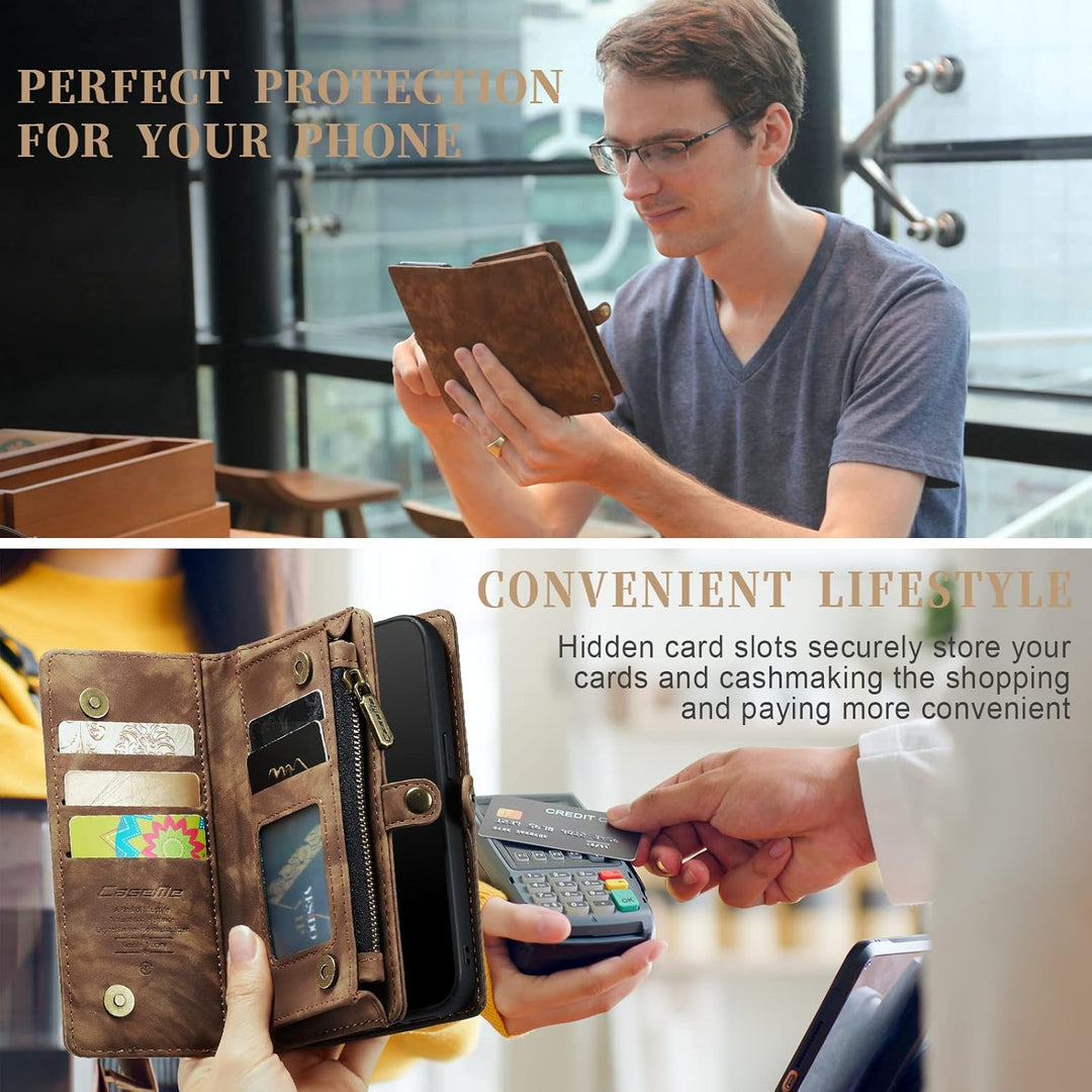 UFinetech 2-in-1 iPhone 11 Hülle Tasche Design Flip TPU Bumper Leder Abnehmbar Flexibel Magnetische