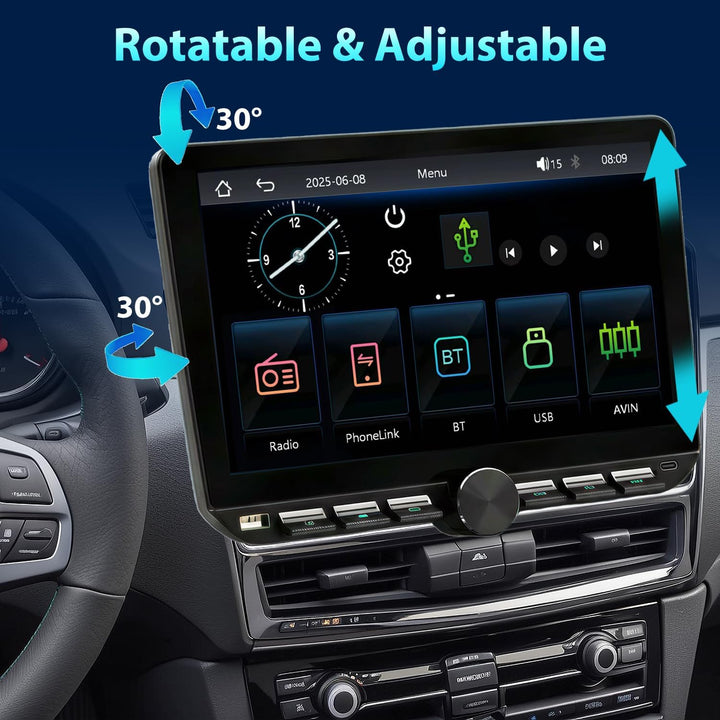 Autoradio 1Din mit drehbar Bildschirm(10.1"), Kompatibel mit [Wireless] Apple CarPlay/Android Auto B