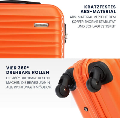 WITTCHEN Reisekoffer 3er Koffer-Set Rollkoffer Trolley Handgepäck Hartschale aus ABS mit 4 Spinner-R