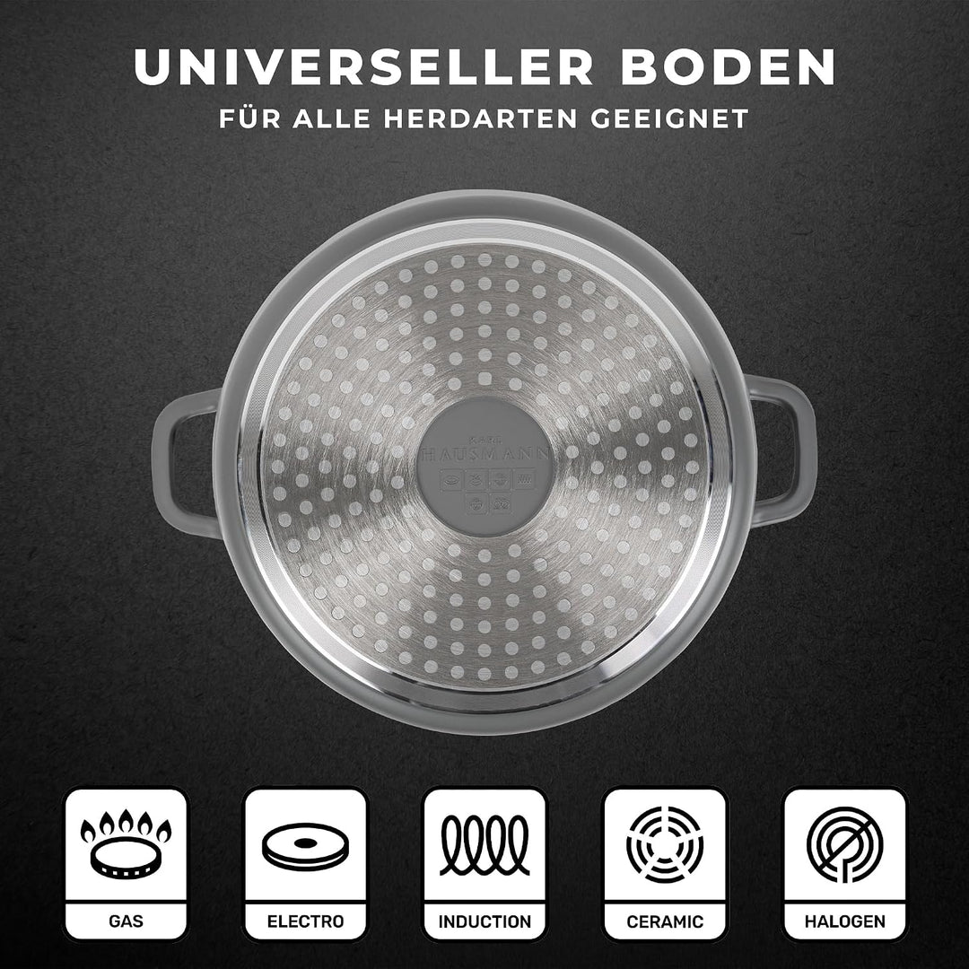KARL HAUSMANN Aluguss Topf 24 cm 6L mit Deckel - Kochtopf Induktion, Antihaftbeschichtet mit COOKMAR