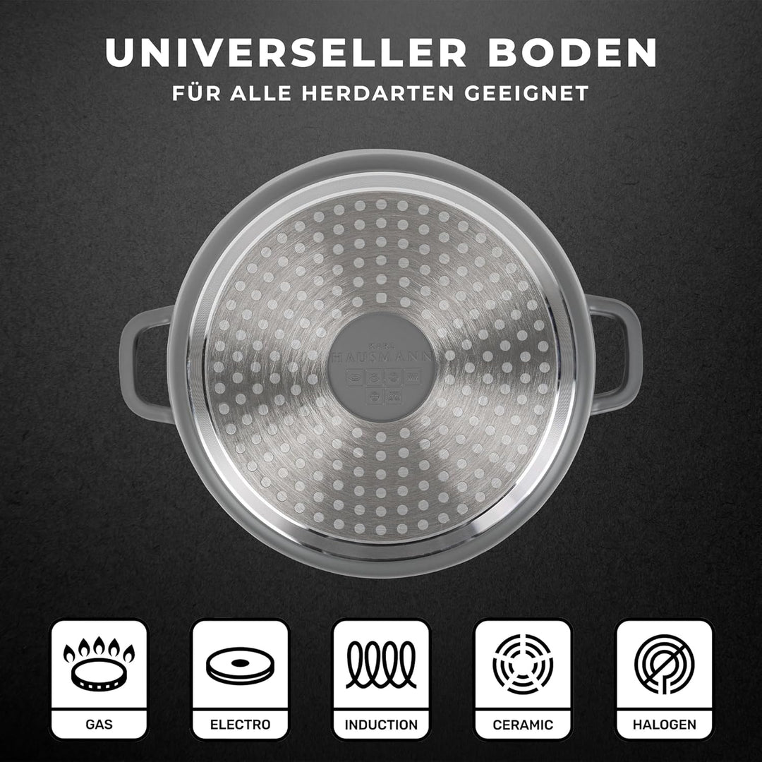 Topf Antihaftbeschichtet mit Deckel - 6.5L - Ø 28 cm - Rund Aluguss Kochtopf beschichtet Für alle He