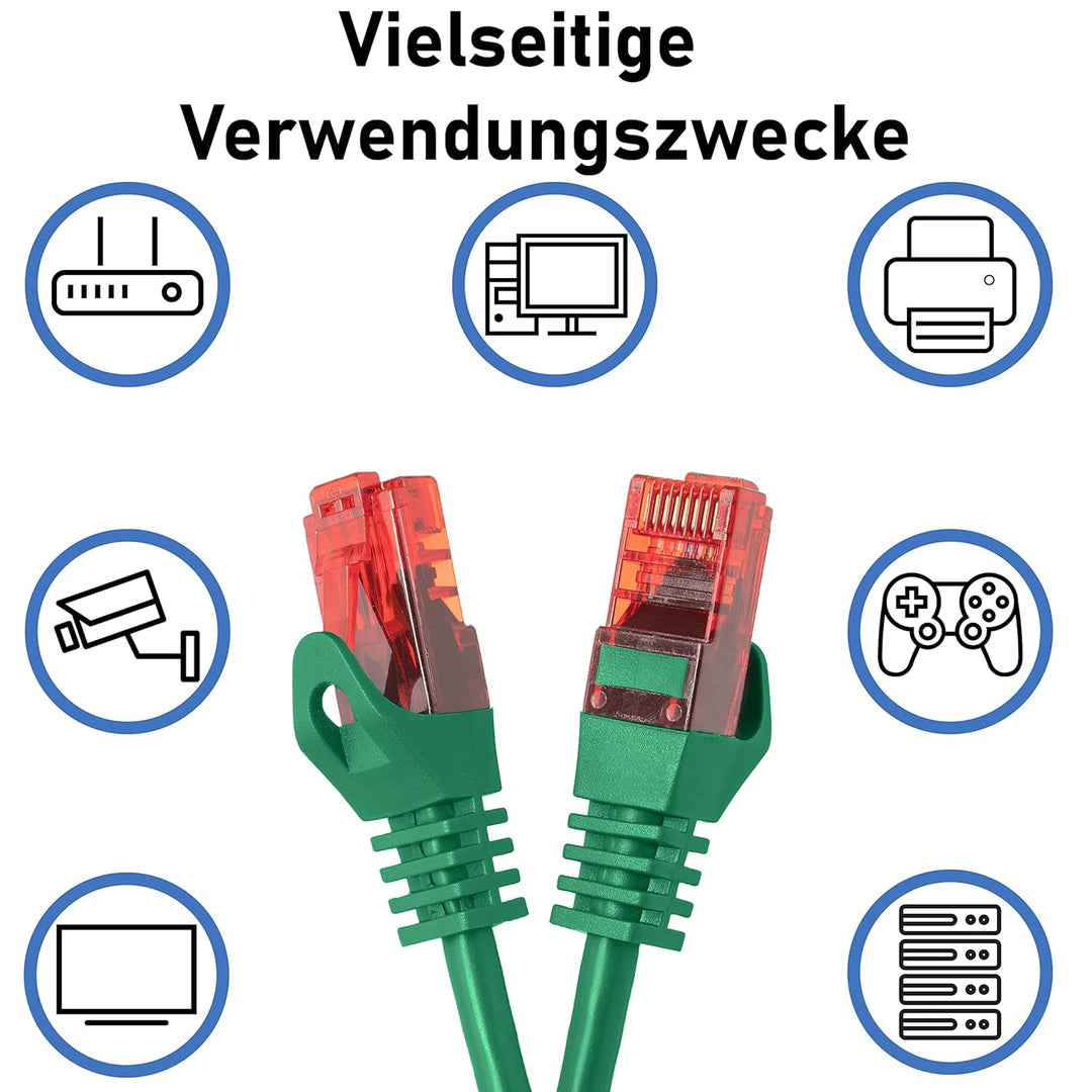 BIGtec - 10 Stück - 15m Gigabit Netzwerkkabel Patchkabel Ethernet LAN DSL Patch Kabel grün (2x RJ-45