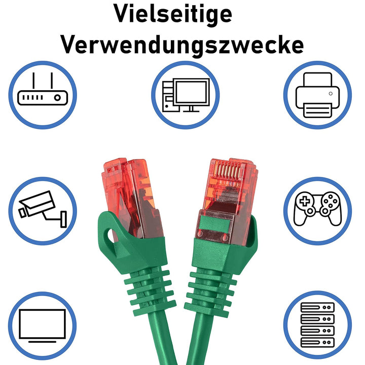 BIGtec - 10 Stück - 15m Gigabit Netzwerkkabel Patchkabel Ethernet LAN DSL Patch Kabel grün (2x RJ-45